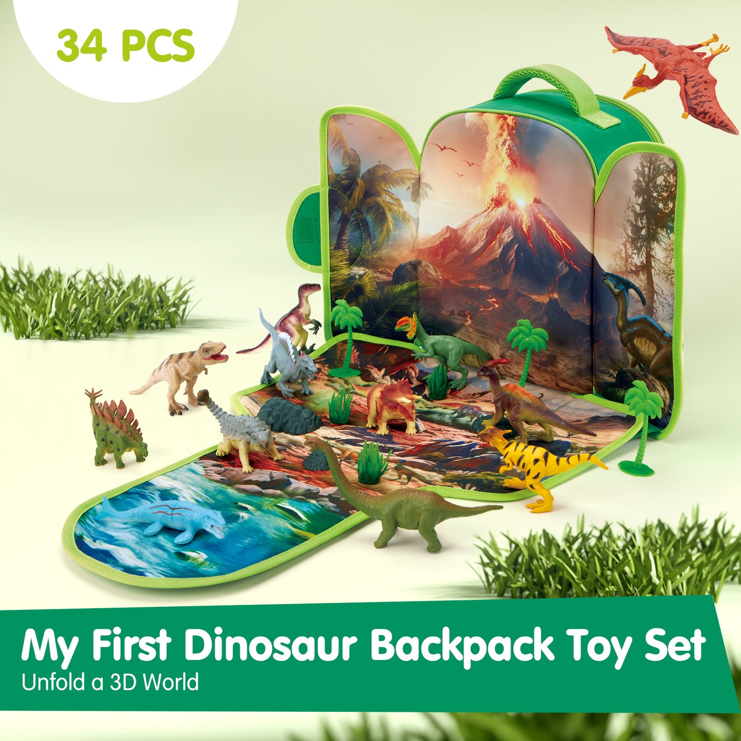 Portable Dinosaur Backpack Play Set