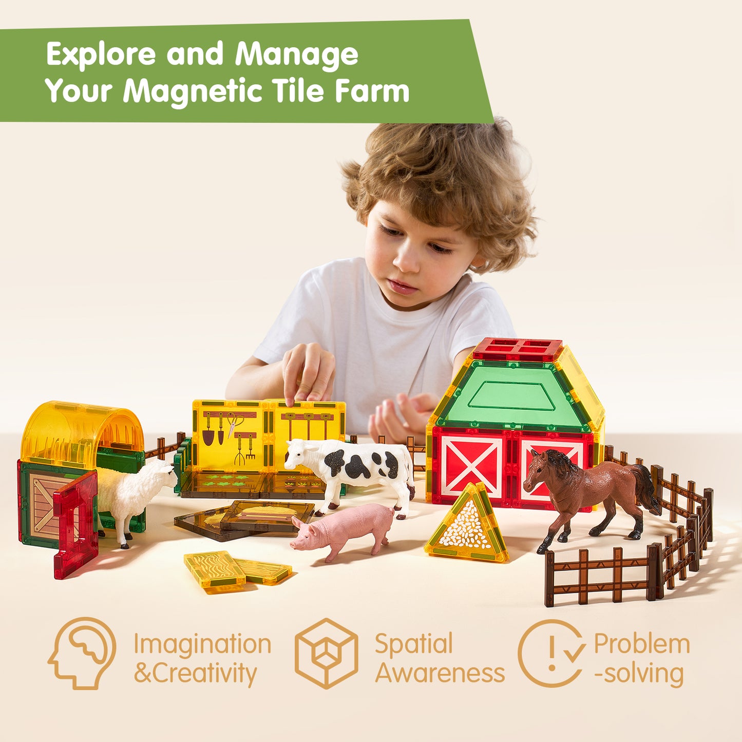 Magnetic Tiles Farm Animals Set