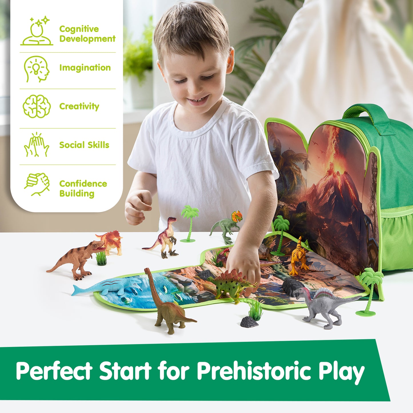 Portable Dinosaur Backpack Play Set