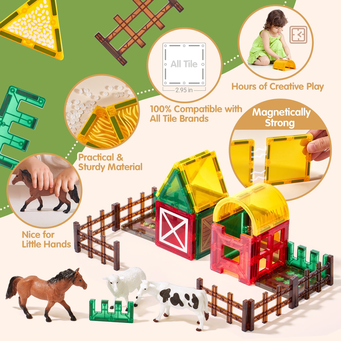 Magnetic Tiles Farm Animals Set