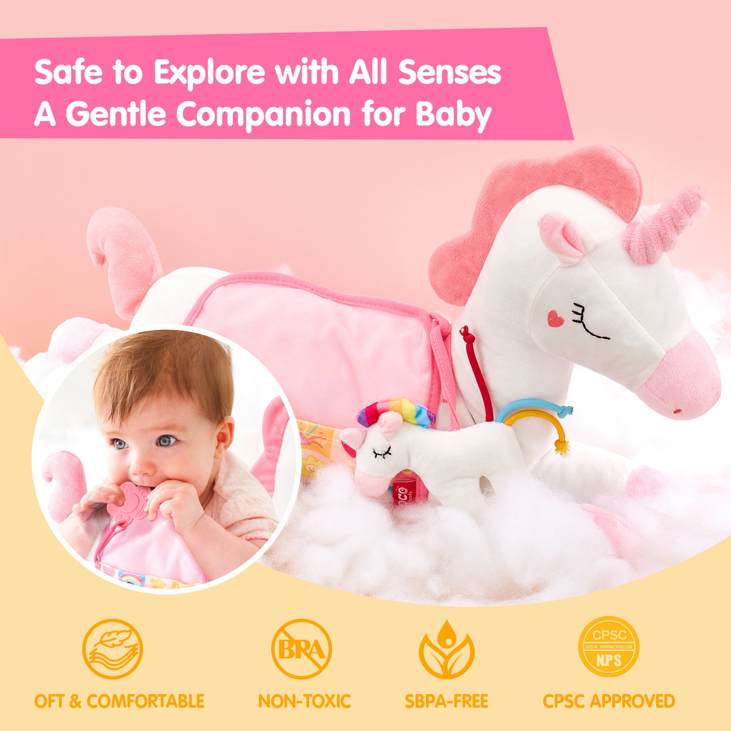 Tummy Time Pillow with Rattle & Mirror
