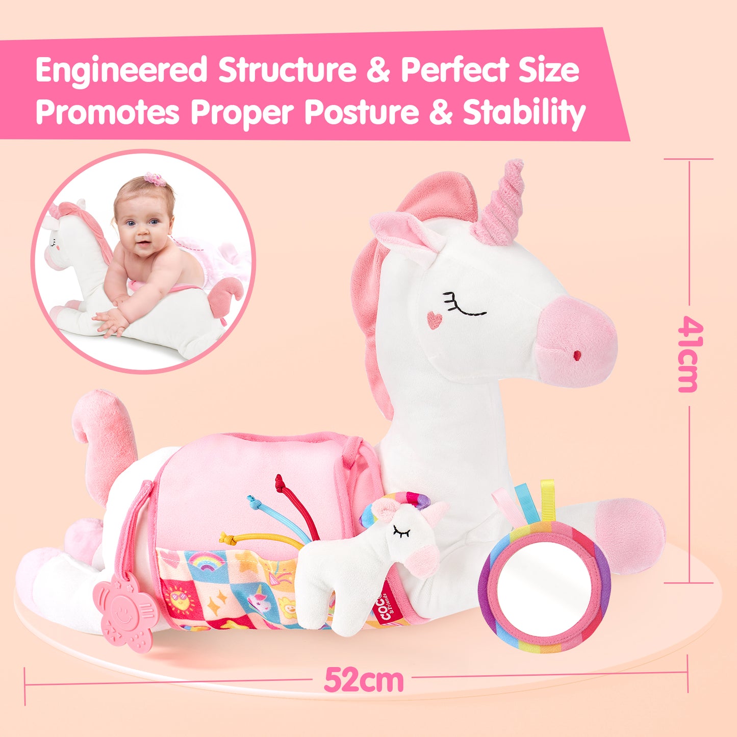 Tummy Time Pillow with Rattle & Mirror