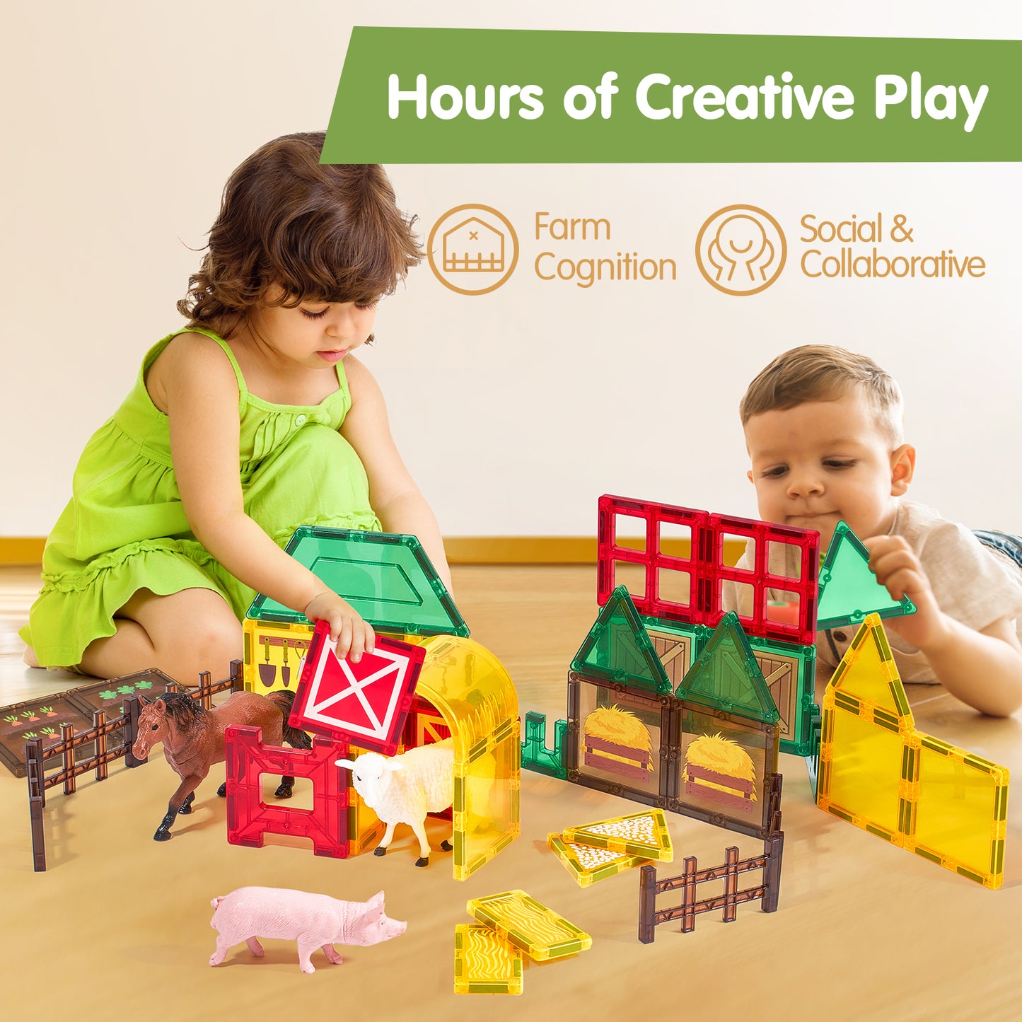 Magnetic Tiles Farm Animals Set