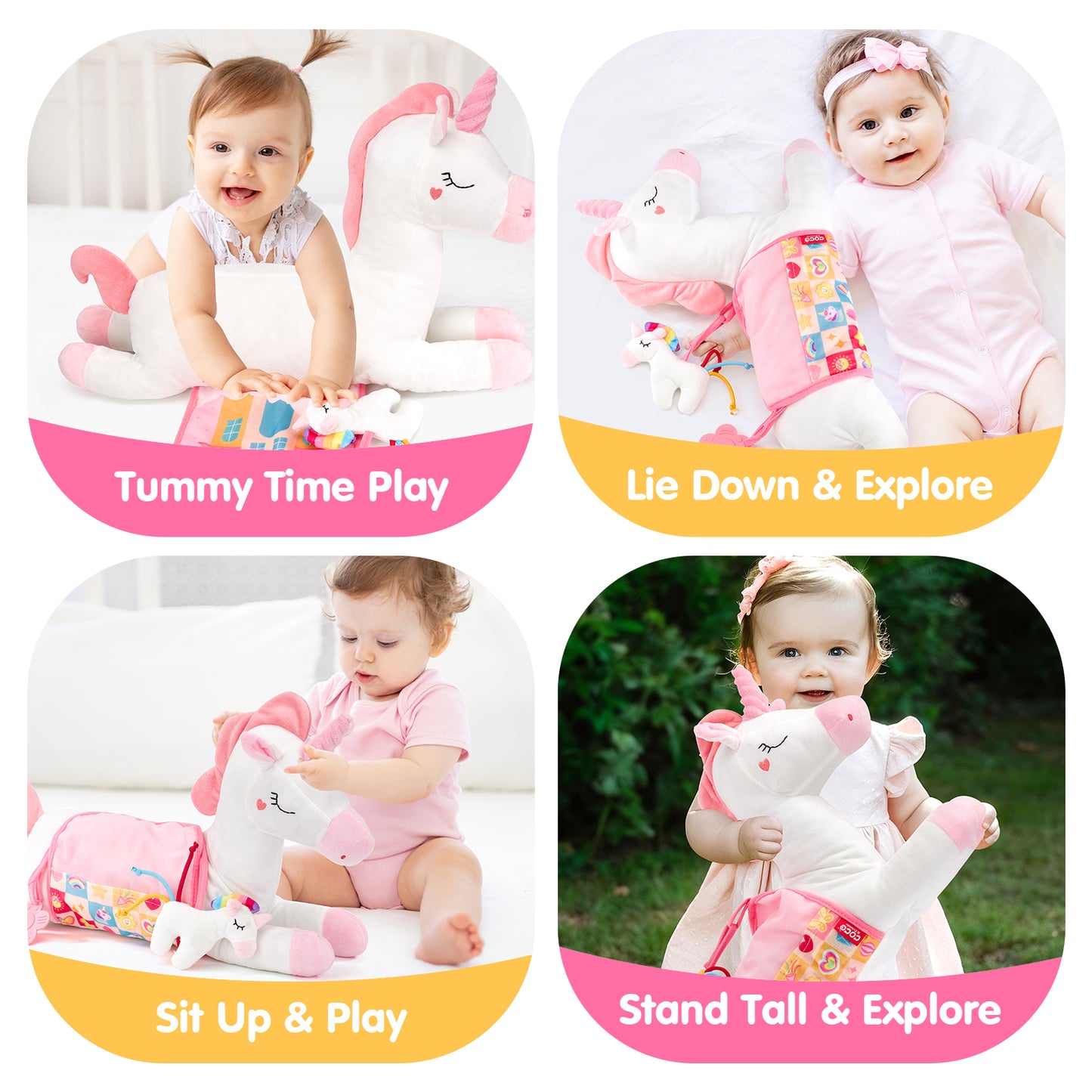 Tummy Time Pillow with Rattle & Mirror